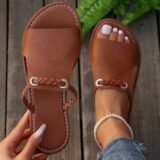 Brown Braided Straps Sandals