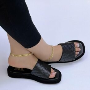 Effortless and stylish, these ZARA quilted flat slides deliver all-day comfort with a modern edge.
