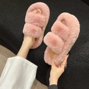 Cozy up in style with these ultra-soft fluffy platform slippers – comfort meets elevated fashion.