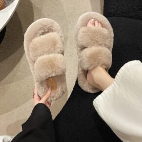 Cozy up in style with these ultra-soft fluffy platform slippers – comfort meets elevated fashion.
