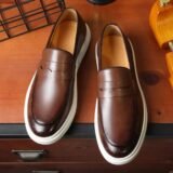 Elevate your ensemble with Pedro's Embossed Leather Loafers—featuring luxurious calf leather, traditional moccasin stitching, and a sleek silhouette suitable for various occasions.