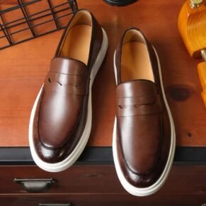 Elevate your ensemble with Pedro's Embossed Leather Loafers—featuring luxurious calf leather, traditional moccasin stitching, and a sleek silhouette suitable for various occasions.