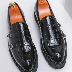 Elevate your style with black leather double monk strap loafers—combining elegance, versatility, and comfort for the discerning man.